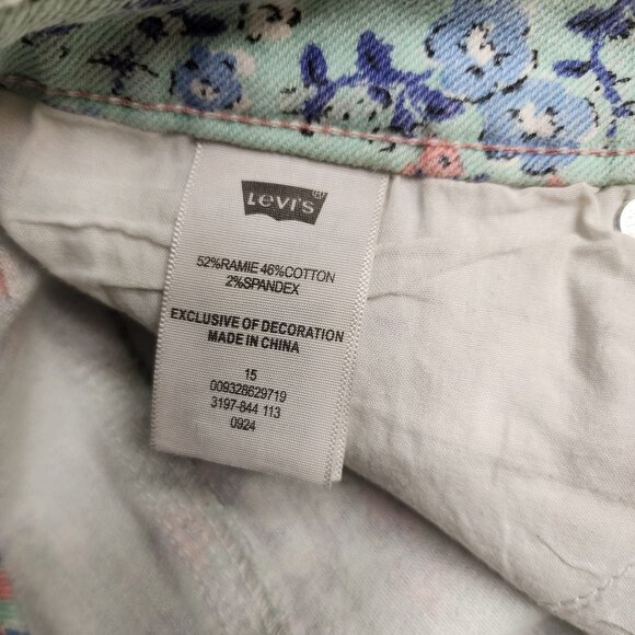 Levi's Green Blue Pink Floral Shorty Shorts Size 15 Low Rise y2k Style - Picture 5 of 8